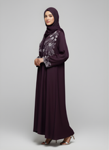 Plain Abaya with bail work