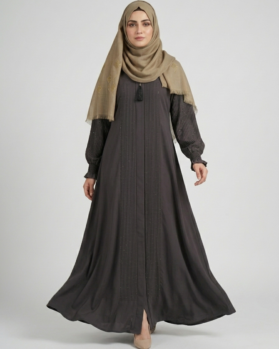 Nida fabric front closed abaya