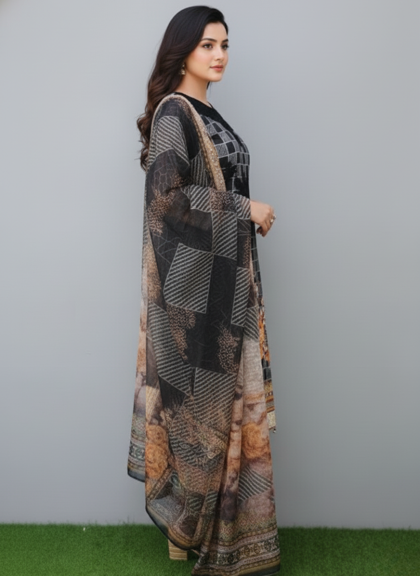 Embroiderd Cotton 3pc Suit