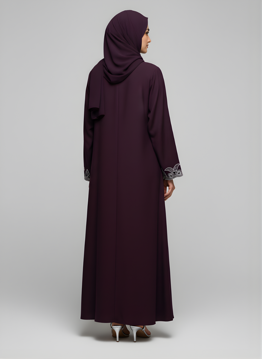 Plain Abaya with bail work