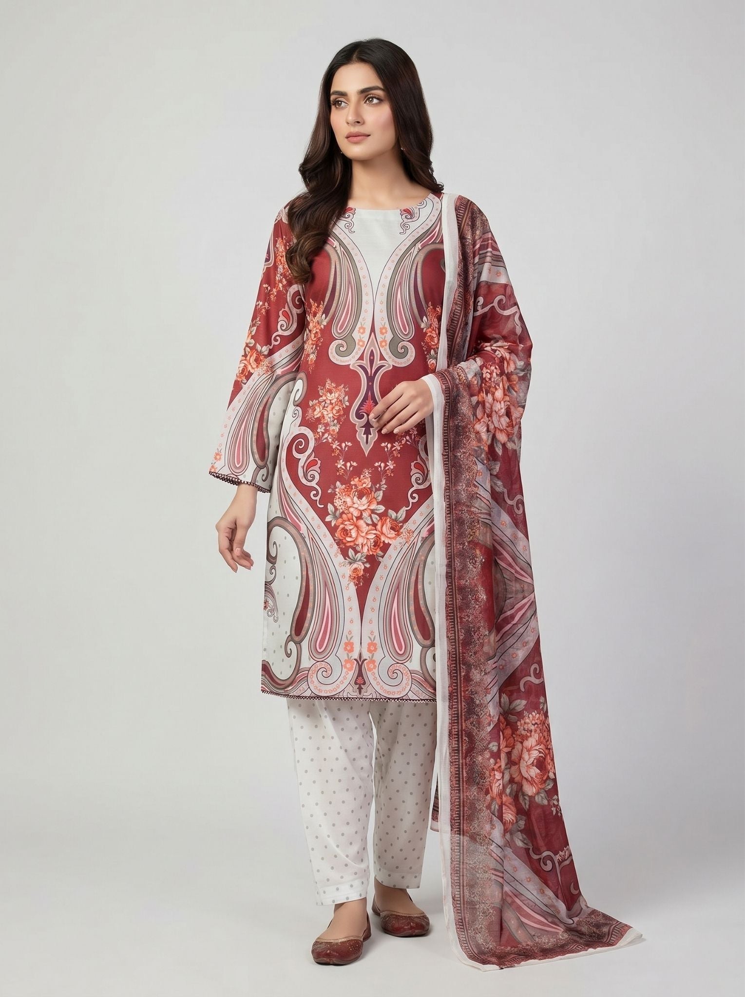 3 pcs Long length Banadorya lawn dress