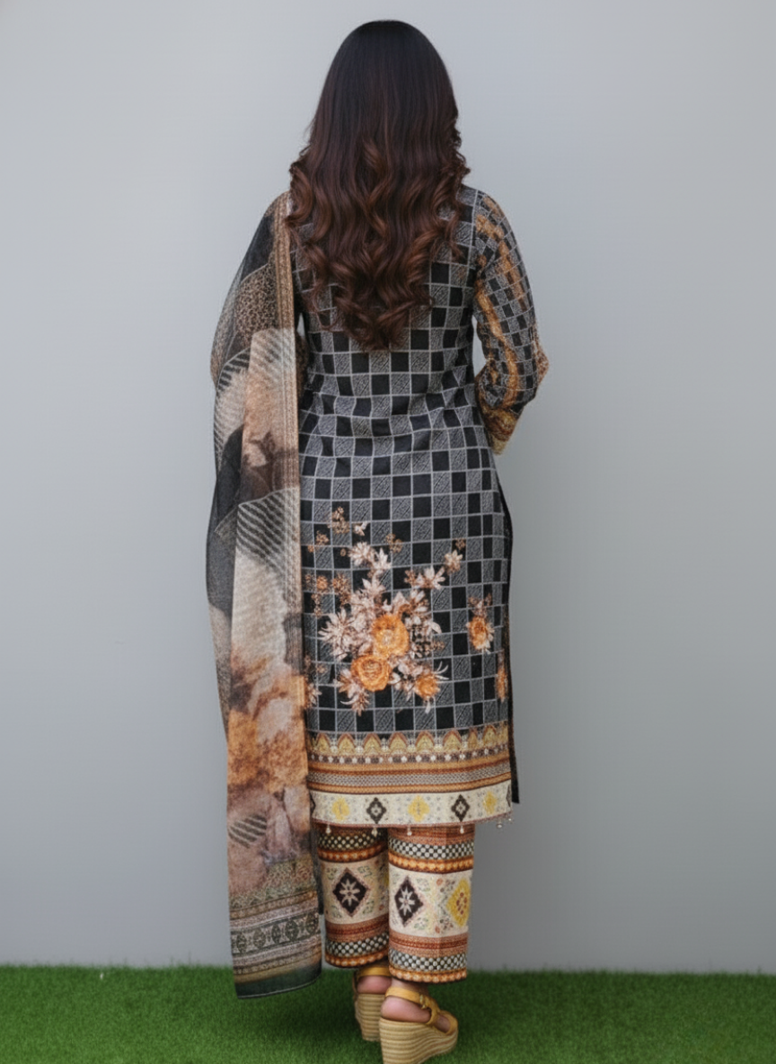 Embroiderd Cotton 3pc Suit