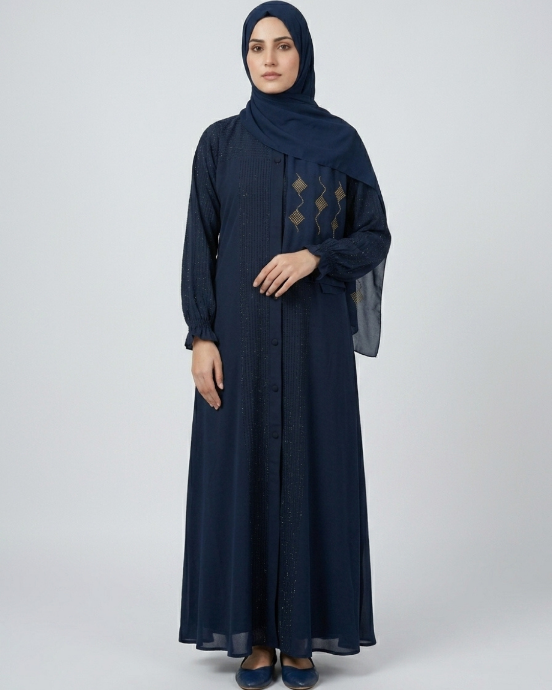 Nida fabric front closed abaya
