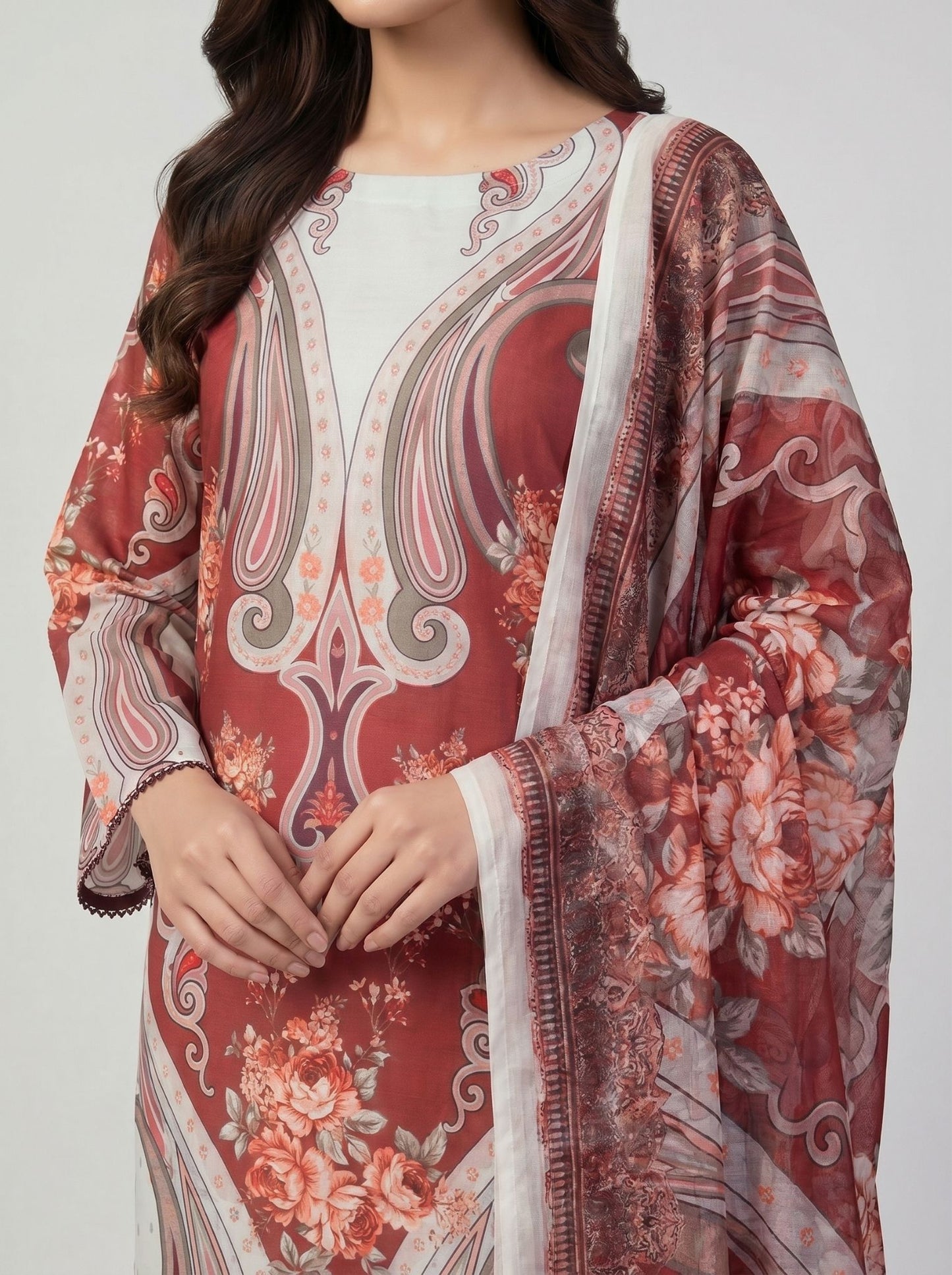 3 pcs Long length Banadorya lawn dress