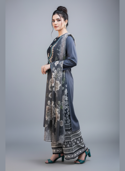Embroidered Cotton 3pc Suit