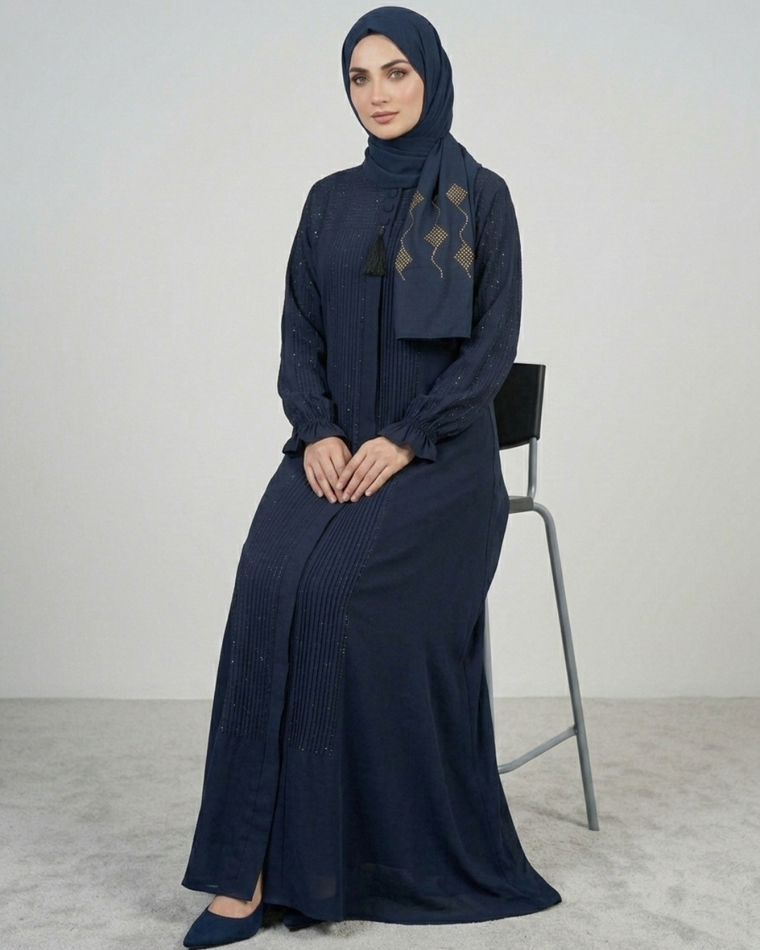 Nida fabric front closed abaya