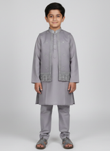 3 pcs kids Kurta Trouser with waistcoat