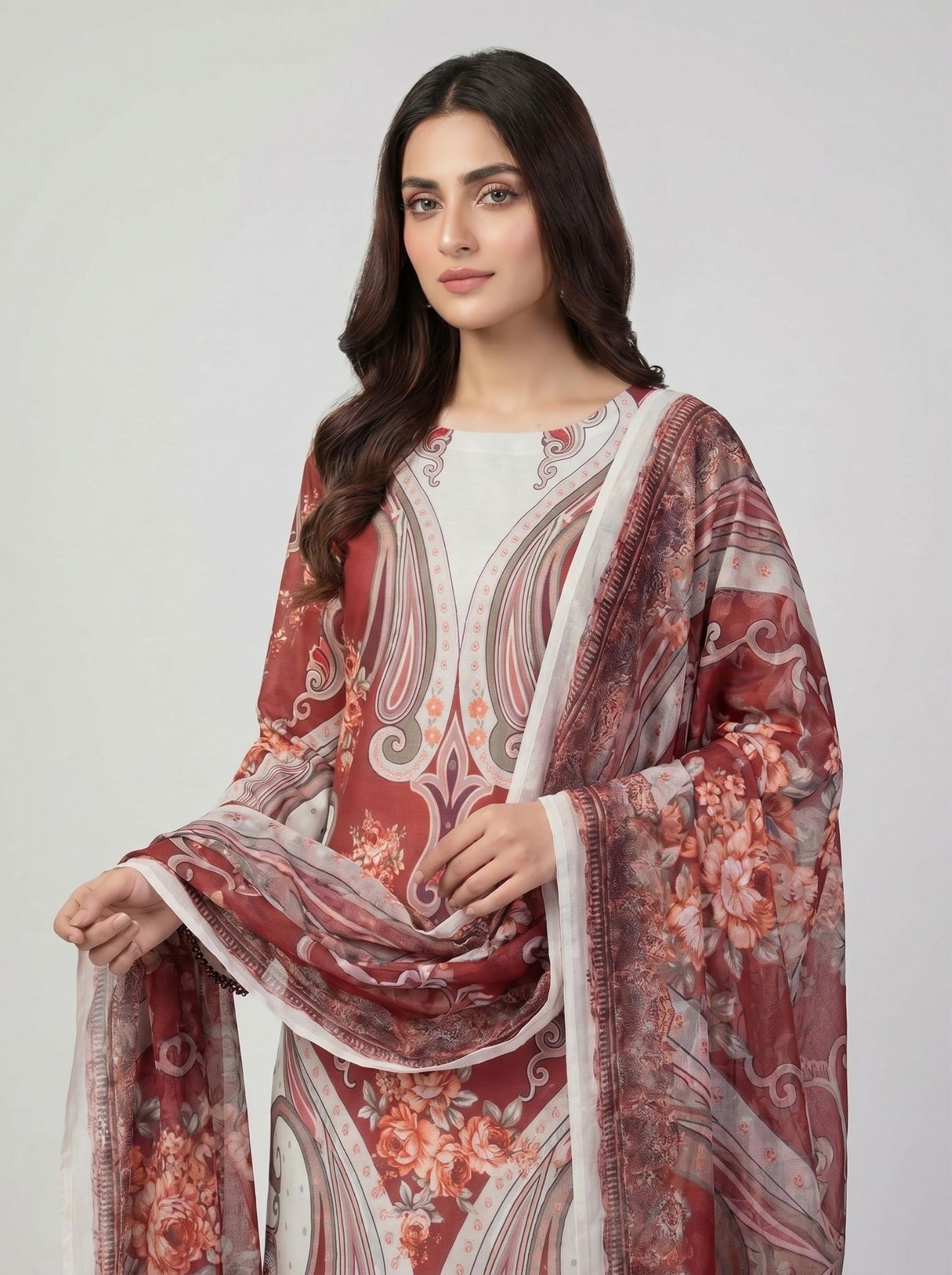 3 pcs Long length Banadorya lawn dress