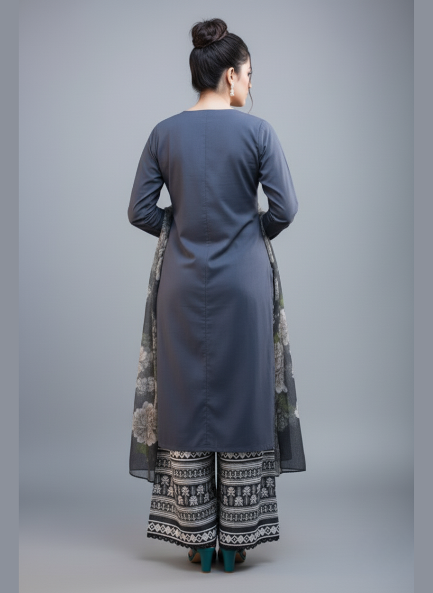 Embroidered Cotton 3pc Suit