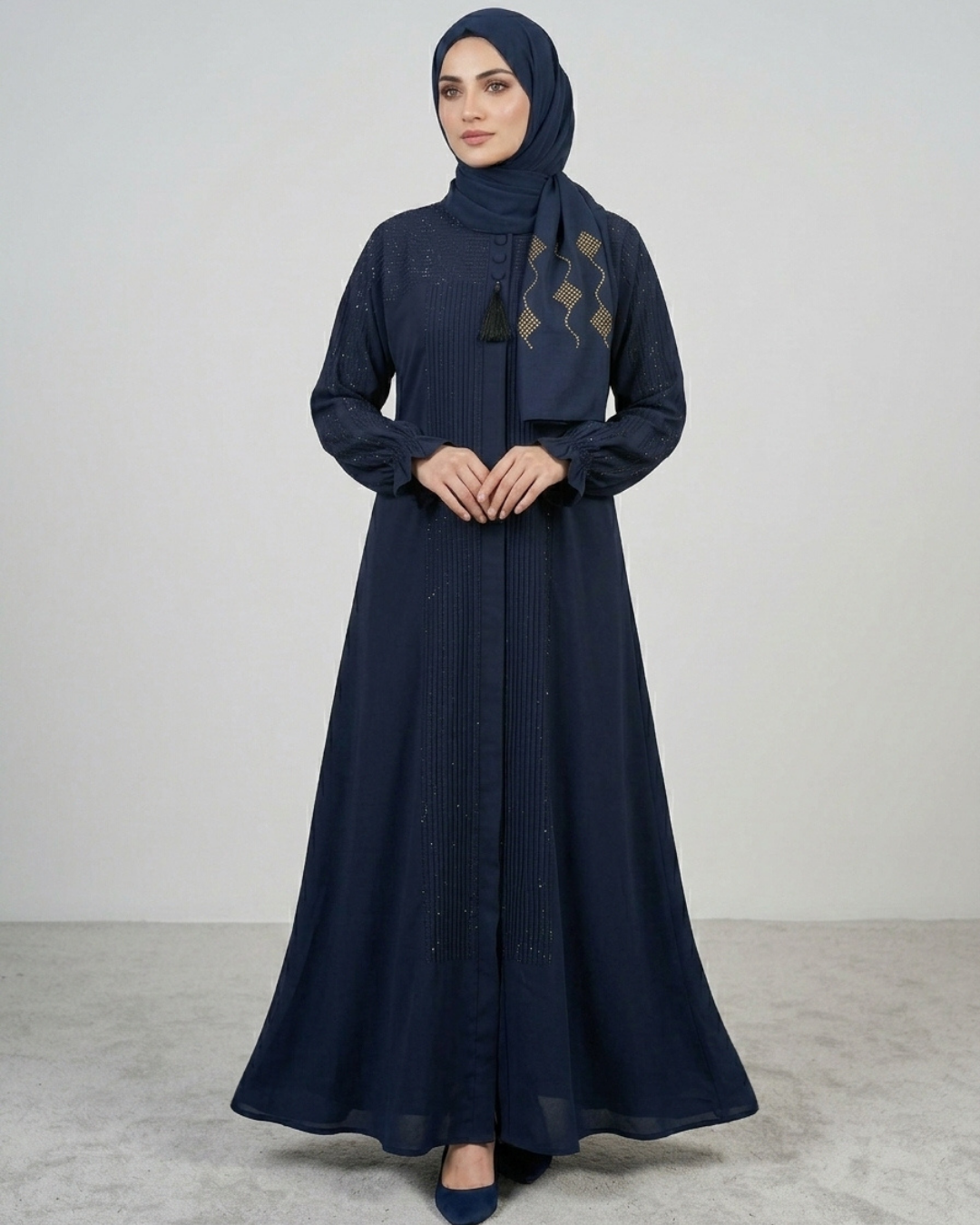 Nida fabric front closed abaya