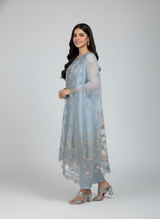 3 pc Pure Chiffon Embroidered Dress