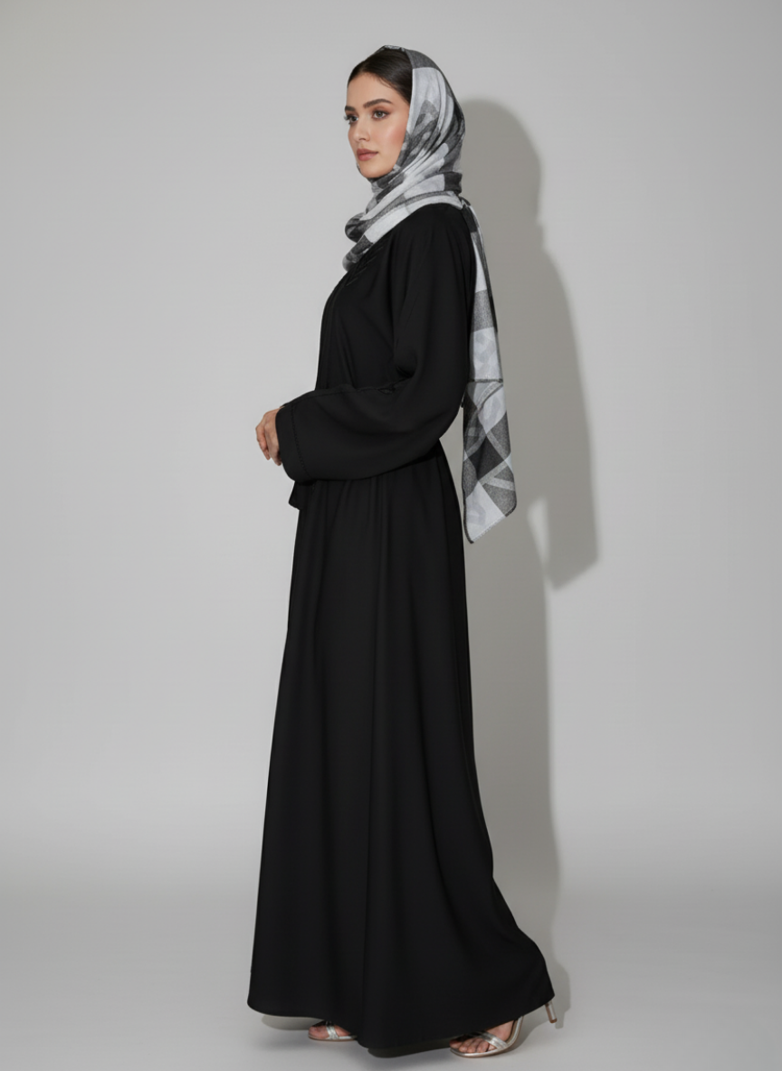 Plain Gown Abaya with Stone work and Embroidery