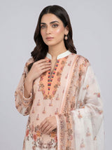 3 pcs Long length Banadorya lawn dress with self print. Comes with plazo and Dupatta