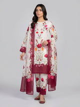 3 pcs Long length Banadorya lawn dress with self print. Comes with plazo and Dupatta
