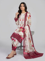 3 pcs Long length Banadorya lawn dress with self print. Comes with plazo and Dupatta