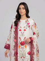 3 pcs Long length Banadorya lawn dress with self print. Comes with plazo and Dupatta