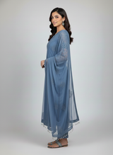 3 pc Pure Chiffon Embroidered Dress