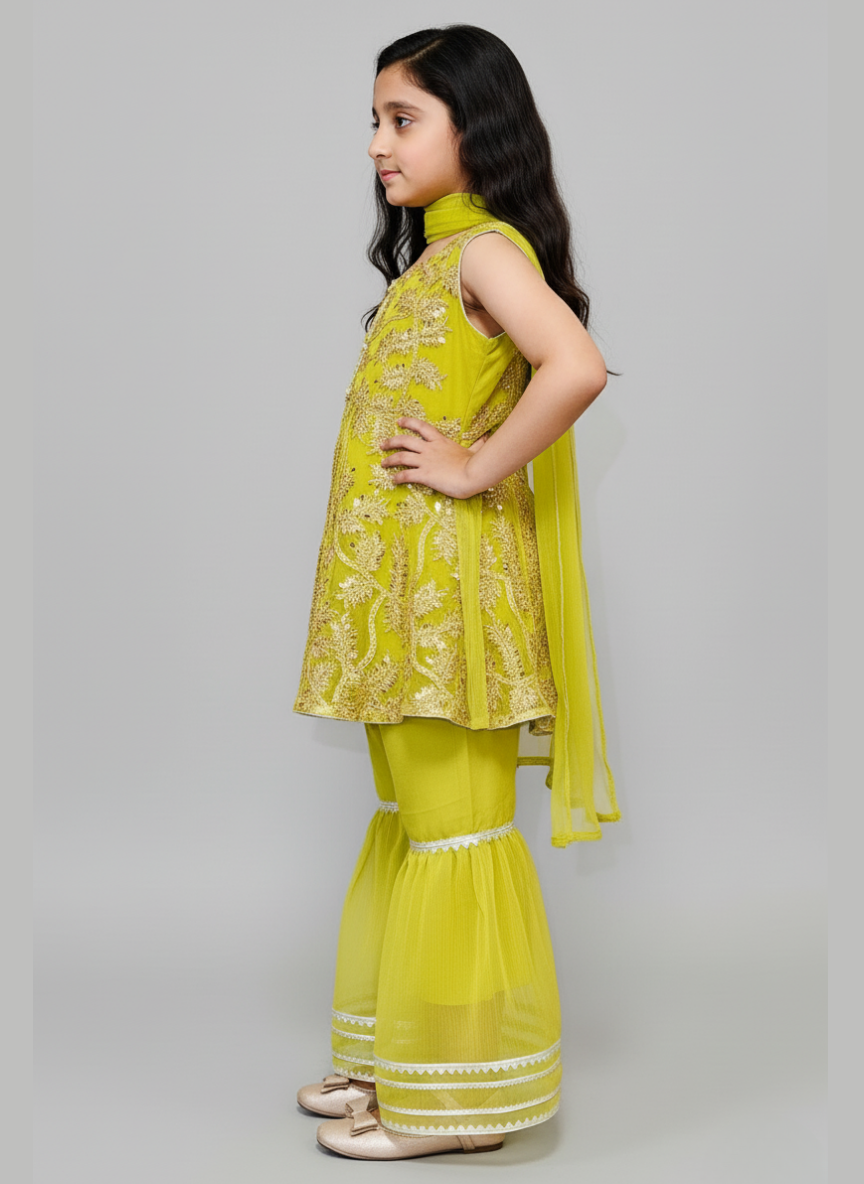 3pc chifon Gharara dress