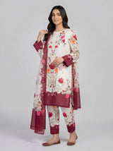 3 pcs Long length Banadorya lawn dress with self print. Comes with plazo and Dupatta