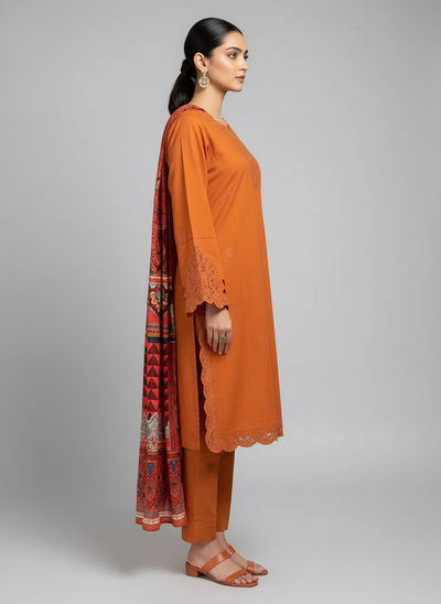 3 pcs suit with sensational jute and embroidered work