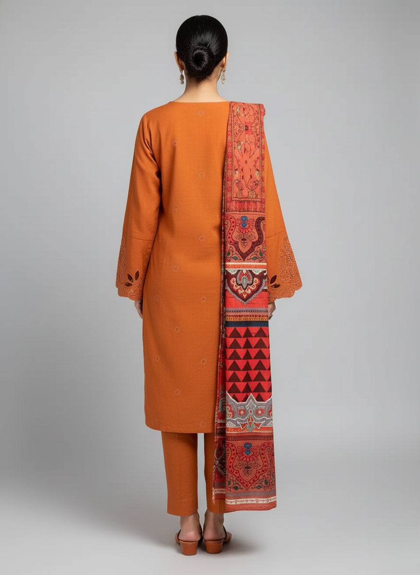 3 pcs suit with sensational jute and embroidered work