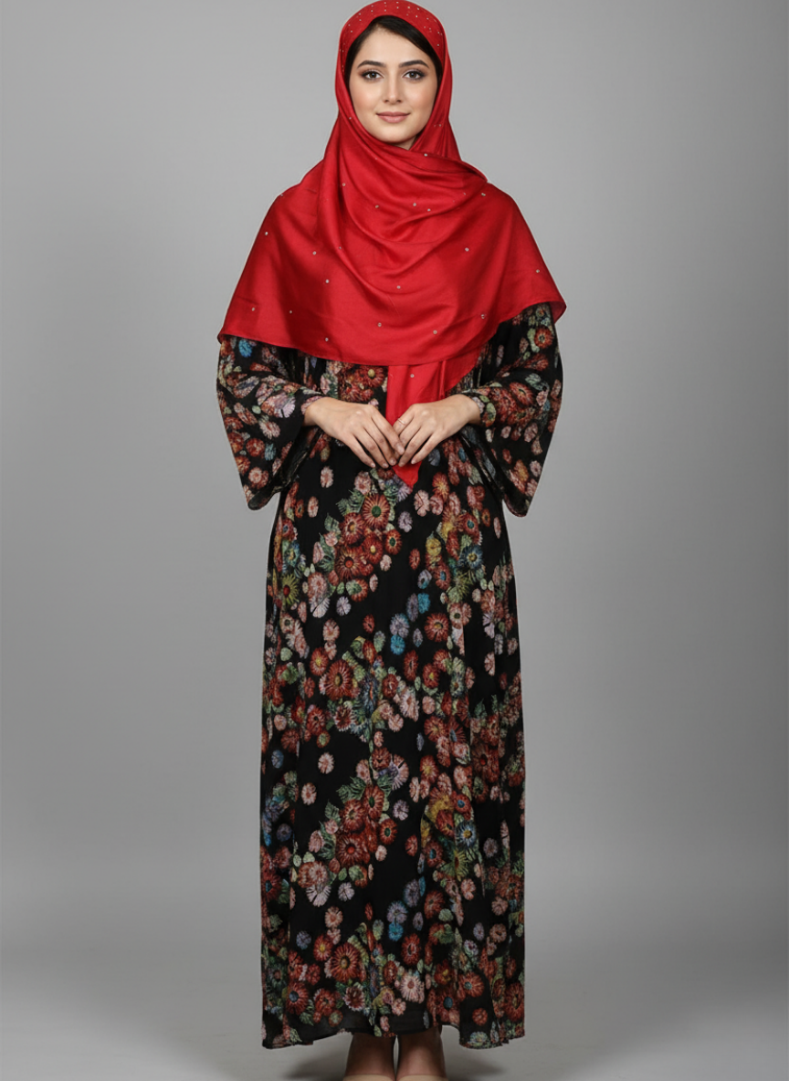 Two-in-one reversible Abaya that can be worn from either side