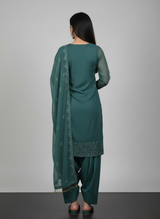 3 pcs chiffon with tilla and cut work