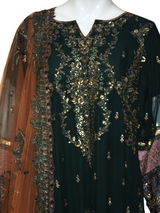 3 pc Pure Chiffon Embroidered Dress