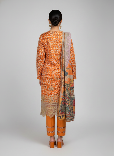 3 pc embroidered lawn dress