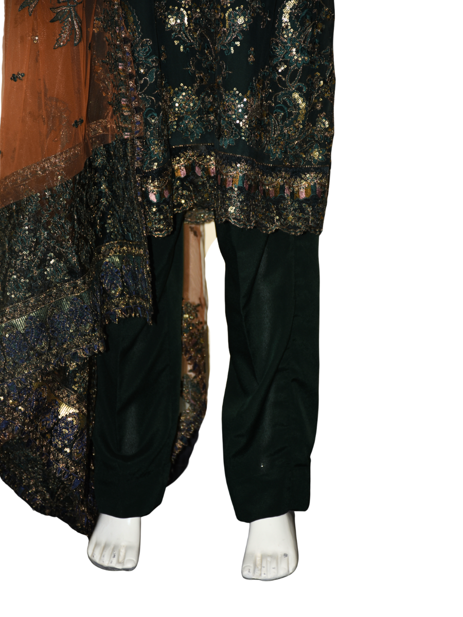 3 pc Pure Chiffon Embroidered Dress