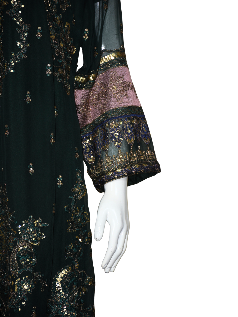 3 pc Pure Chiffon Embroidered Dress