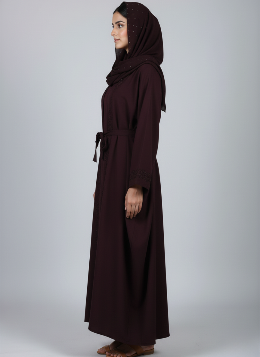 Nida fabric abaya with stitched gown