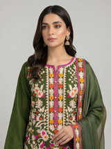 3 pcs embroidered viscose dress comes with trouser.