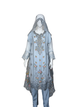 3 pc Pure Chiffon Embroidered Dress