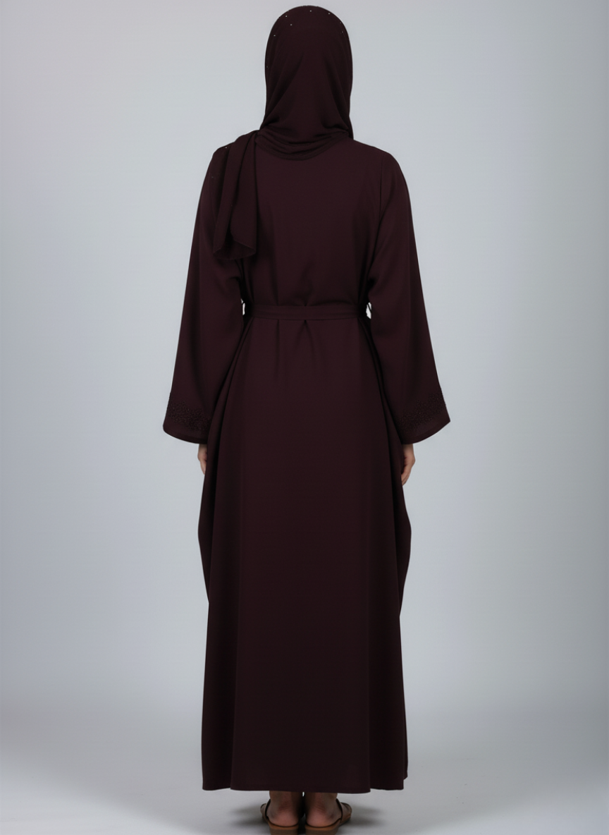 Nida fabric abaya with stitched gown