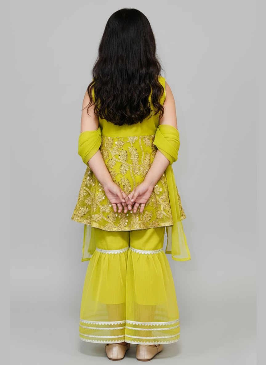 3pc chifon Gharara dress