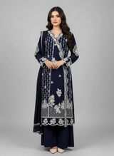 3pc lilen shifli and embroidered angrakha frock with sharara
