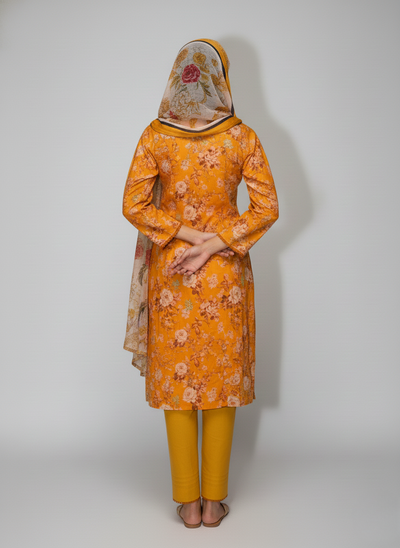 3 pc embroidered lawn dress