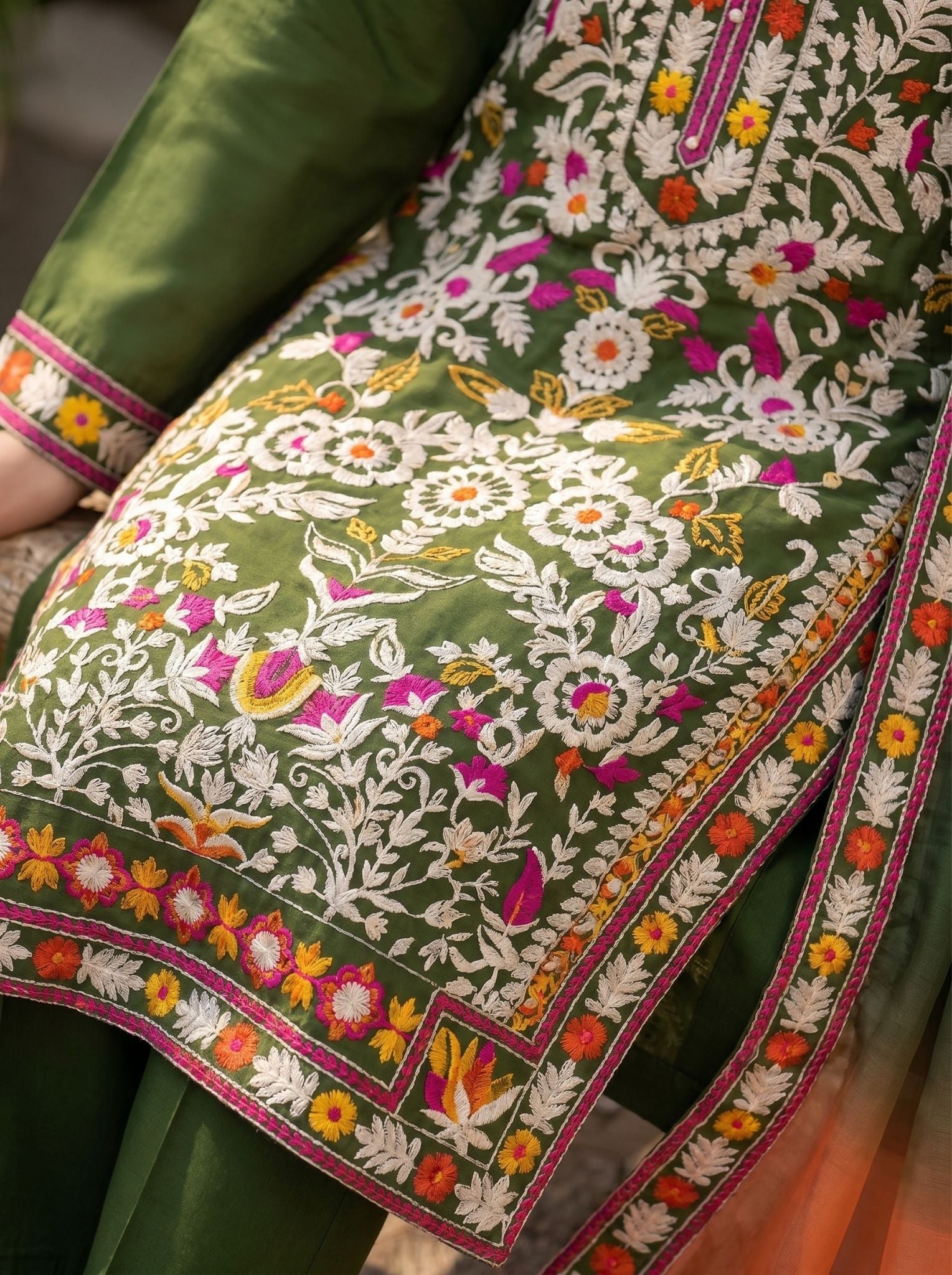 3 pcs embroidered viscose dress comes with trouser.