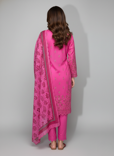 3 pc embroidered lawn dress