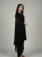 3 pcs chiffon with tilla and cut work