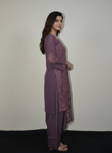 3 pcs chiffon with tilla and cut work