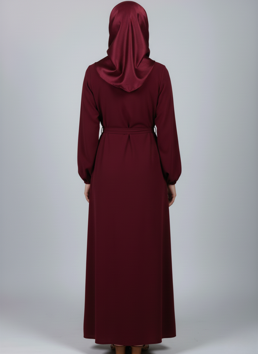 High-quality Nida fabric Abaya with Buttons and Tussles