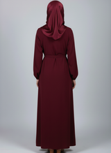 High-quality Nida fabric Abaya with Buttons and Tussles