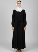 High-quality Nida fabric Abaya with Buttons and Tussles