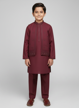3 pcs kids Kurta Trouser with waistcoat