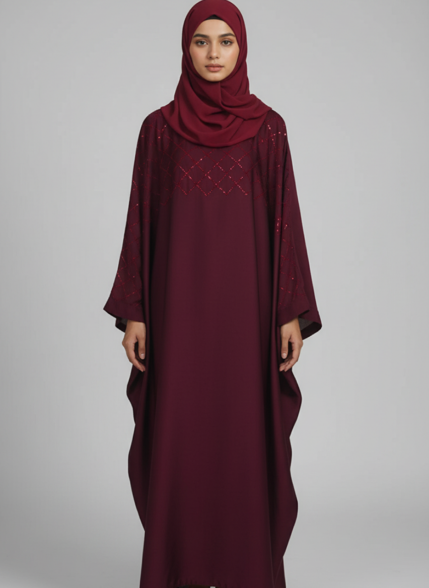 Plain Butterfly Abaya with Stone work