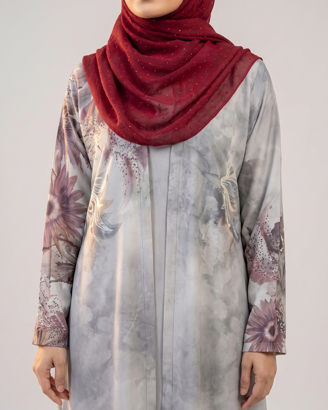 Front closed gown style silky Abaya