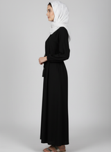 High-quality Nida fabric Abaya with Buttons and Tussles