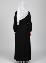 High-quality Nida fabric Abaya with Buttons and Tussles